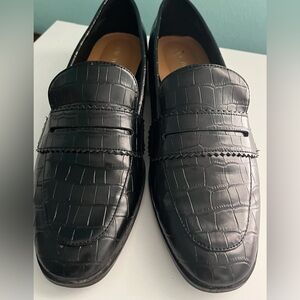 Nine West Nita 3 Faux Leather Black Croc Penny Loafers Size 9.5M